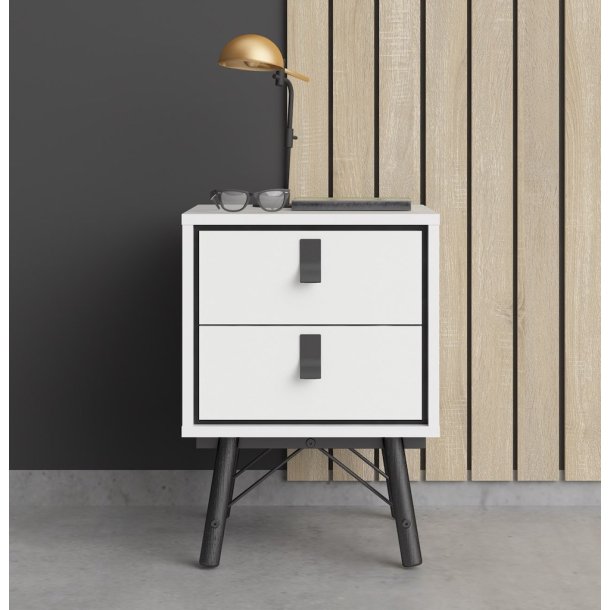 Sor natbord med 2 skuffer, mathvid look