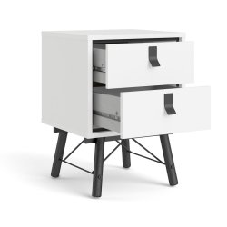 Sor natbord med 2 skuffer, mathvid look