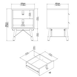 Sor natbord med 2 skuffer, mathvid look