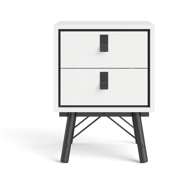 Sor natbord med 2 skuffer, mathvid look