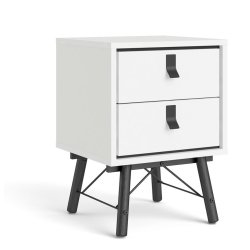 Sor natbord med 2 skuffer, mathvid look