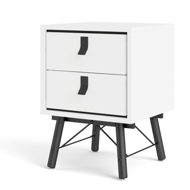 Sor natbord med 2 skuffer, mathvid look