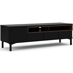 Bars 155 cm bredt TV mbel sort og valndde look med 3 skuffer, 1 skab og 2 hylder.
