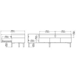 Bars 155 cm bredt TV mbel sort og valndde look med 3 skuffer, 1 skab og 2 hylder.