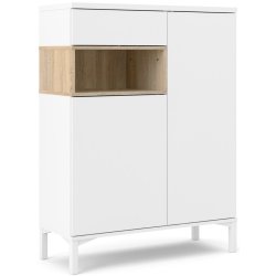 Bars 90 cm bred sknk hvid og ege look med 2 skabe, 1 skuffe og 1 hylde.