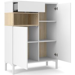 Bars 90 cm bred sknk hvid og ege look med 2 skabe, 1 skuffe og 1 hylde.