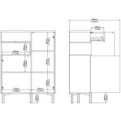 Bars 90 cm bred sknk hvid og ege look med 2 skabe, 1 skuffe og 1 hylde.