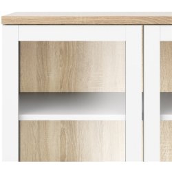 Bars 90 cm bredt hvidt vitrineskab med 5 hylder og 2 glasdre.