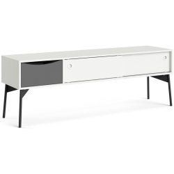 Anholt 155 cm bredt hvidt TV mbel med 2 skydelger og 1 skuffe.