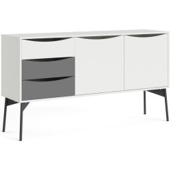 Anholt 150 cm bred hvid sknk med 2 skabe og 3 skuffer.