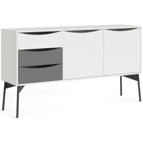 Anholt 150 cm bred hvid sknk med 2 skabe og 3 skuffer.