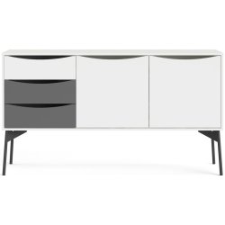 Anholt 150 cm bred hvid sknk med 2 skabe og 3 skuffer.