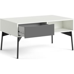 Anholt hvidt sofabord 100 x 60 med skuffe og bent rum.