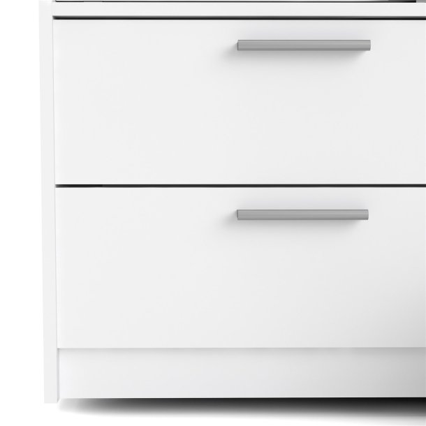 Inline garderobeskab 121 cm bredt, 4 skuffer hvidt