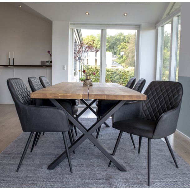 San Francisco spisebordsstol med armln i sort PU kunstlder