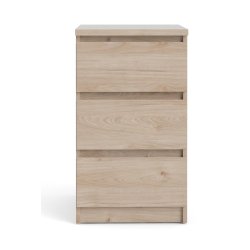  Nibe 40 cm smal kommode i jackson hickory look med 3 skuffer.