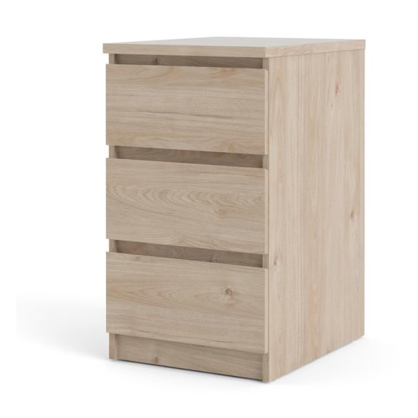  Nibe 40 cm smal kommode i jackson hickory look med 3 skuffer.