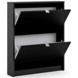 Askepot mat sort skoskab med 2 vippel�ger og plads til 6 par sko.