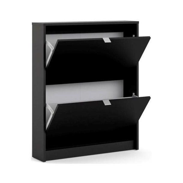 Askepot mat sort skoskab med 2 vippel�ger og plads til 6 par sko.