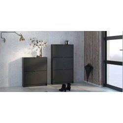 Askepot mat sort skoskab med 3 vippel�ger og plads til 9 par sko.