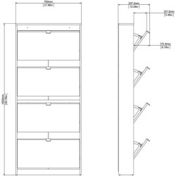 Askepot hvidt skoskab med 4 vippel�ger og plads til 12 par sko.