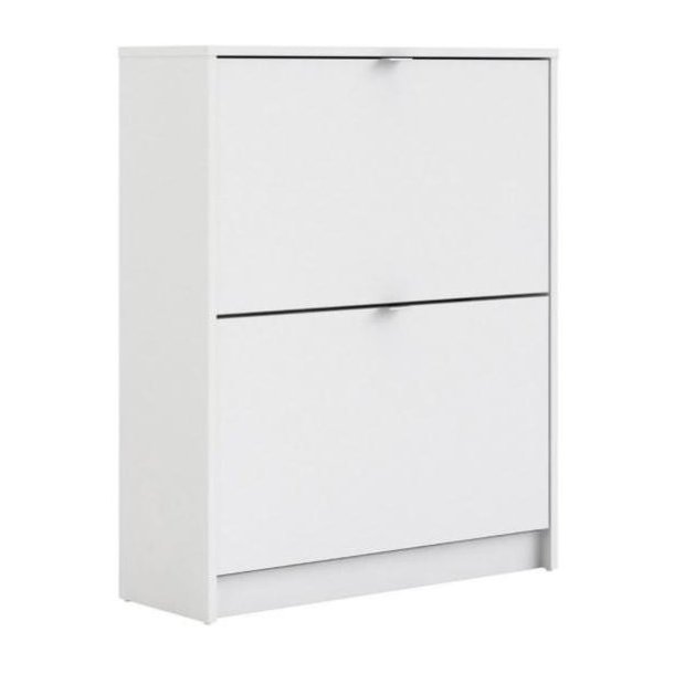 Askepot hvidt skoskab med 2 vippel�ger og plads til 12 par sko.