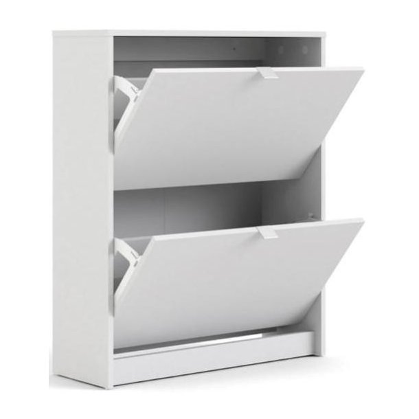 Askepot hvidt skoskab med 2 vippel�ger og plads til 12 par sko.