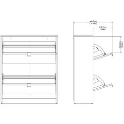 Askepot hvidt skoskab med 2 vippel�ger og plads til 12 par sko.