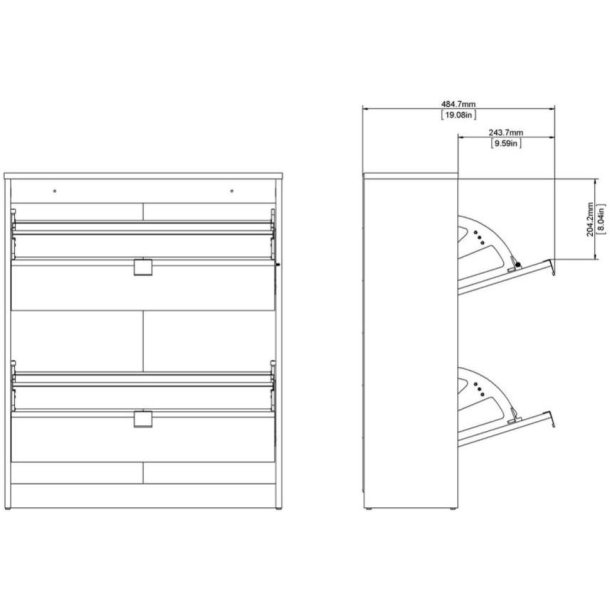 Askepot hvidt skoskab med 2 vippel�ger og plads til 12 par sko.