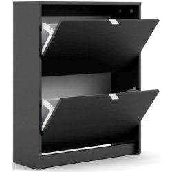 Askepot skoskab mat sort med 2 vippel�ger og plads til 12 par sko.