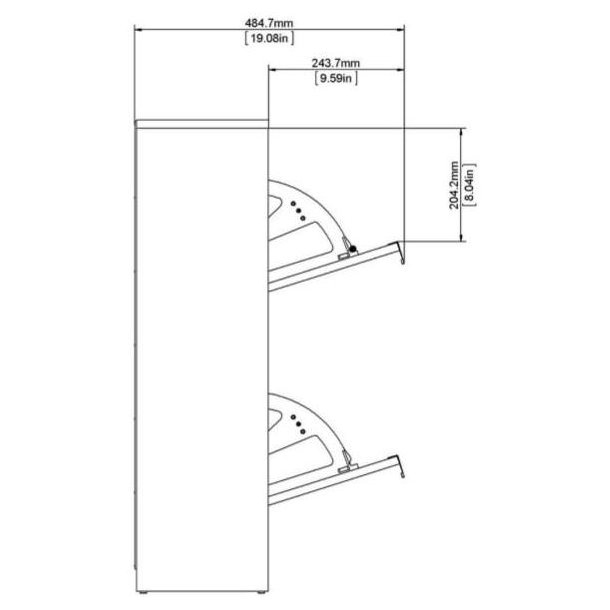Askepot skoskab mat sort med 2 vippel�ger og plads til 12 par sko.