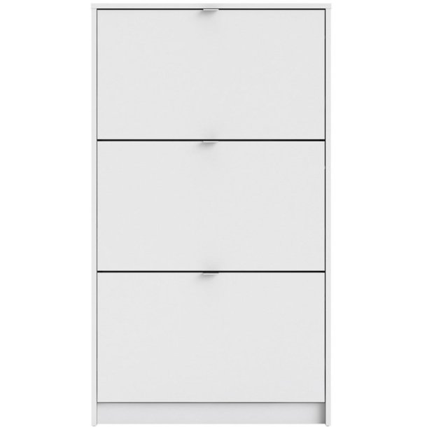 Askepot hvidt skoskab med 3 vippel�ger og plads til 18 par sko.