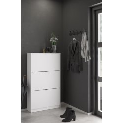 Askepot hvidt skoskab med 3 vippel�ger og plads til 18 par sko.