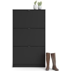 Askepot skoskab mat sort med 3 vippel�ger og plads til 18 par sko.