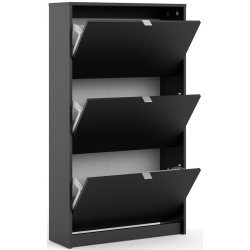 Askepot skoskab mat sort med 3 vippel�ger og plads til 18 par sko.