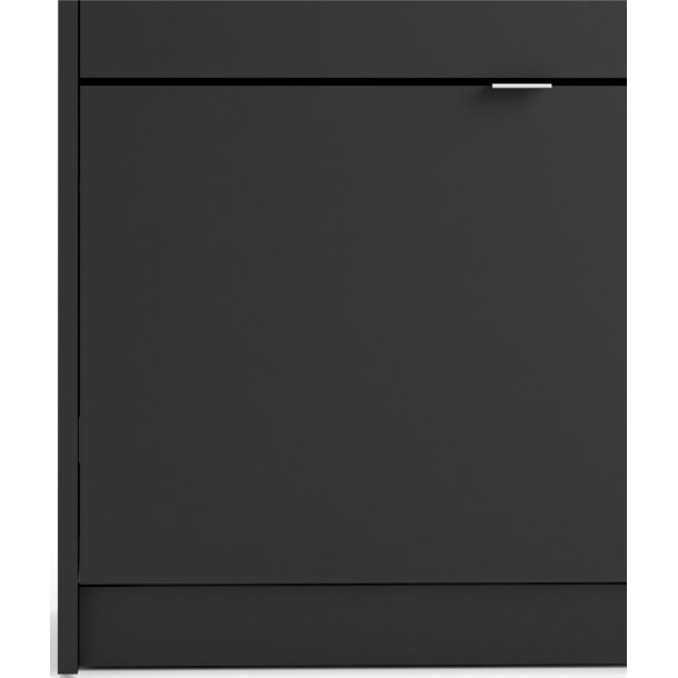 Askepot skoskab mat sort med 3 vippel�ger og plads til 18 par sko.