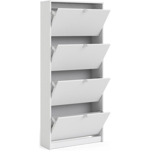 Askepot hvidt skoskab med 4 vippel�ger og plads til 24 par sko.