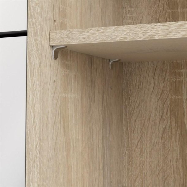 Askepot skoskab hvid h�jglans og ege look med 3 vippel�ger til 18 par sko og 1 skab .