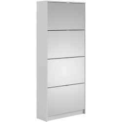 Askepot hvidt skoskab med 4 vippel�ger med spejl og plads til 24 par sko.