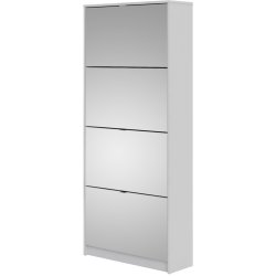 Askepot hvidt skoskab med 4 vippel�ger med spejl og plads til 24 par sko.