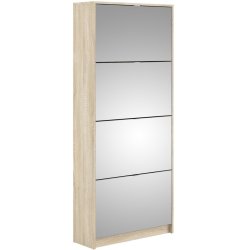 Askepot skoskab ege look med 4 vippel�ger med spejl og plads til 24 par sko.