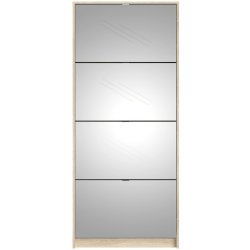 Askepot skoskab ege look med 4 vippel�ger med spejl og plads til 24 par sko.