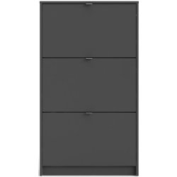 Askepot skoskab mat gr� med 3 vippel�ger og plads til 18 par sko.