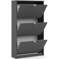 Askepot skoskab mat gr� med 3 vippel�ger og plads til 18 par sko.