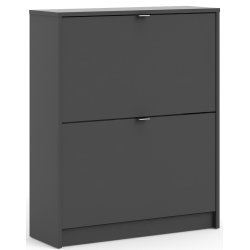 Askepot skoskab mat gr� med 2 vippel�ger og plads til 12 par sko.