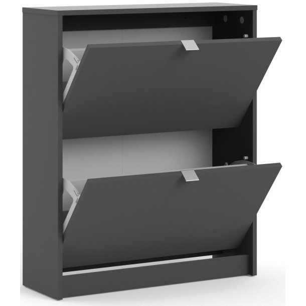 Askepot skoskab mat gr� med 2 vippel�ger og plads til 12 par sko.