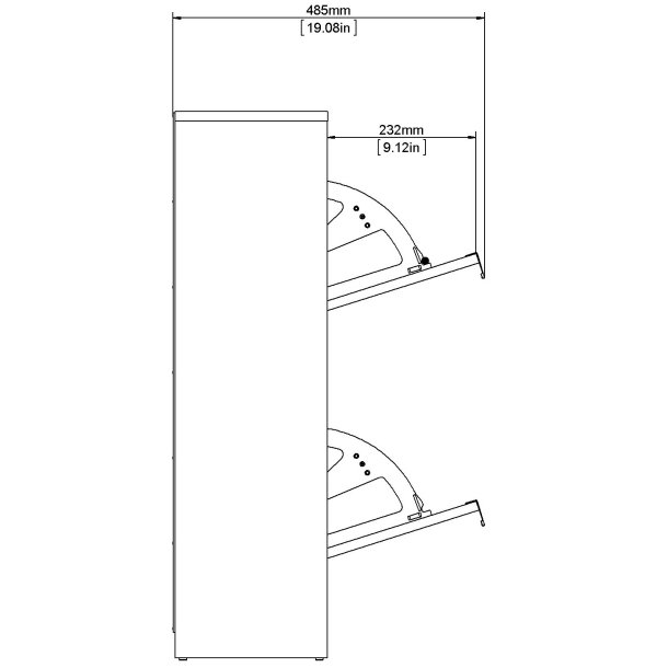 Askepot skoskab mat gr� med 2 vippel�ger og plads til 12 par sko.