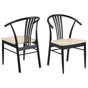 Gilleleje spisebordsstol, matsort eg, med sde i lys papirflet 