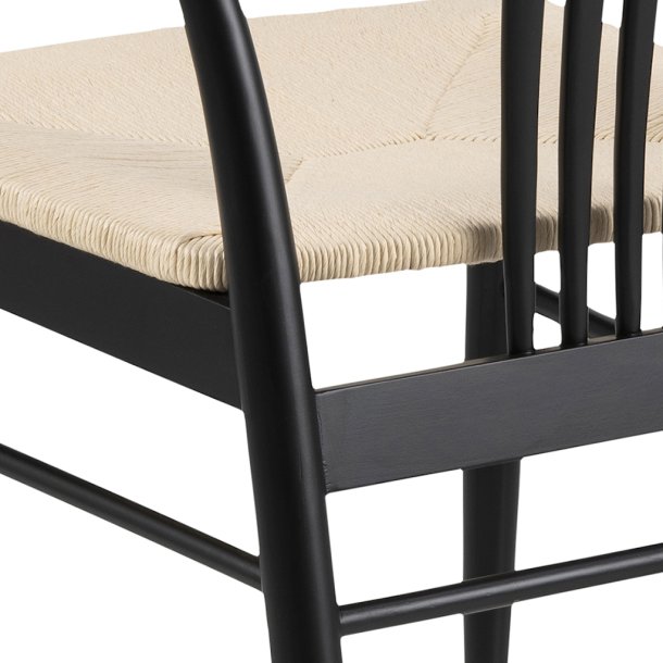 Gilleleje spisebordsstol, matsort eg, med sde i lys papirflet 