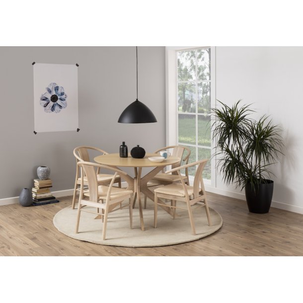 Esrum spisebordsstol, hvidpigmenterer eg, med lyst fletsde